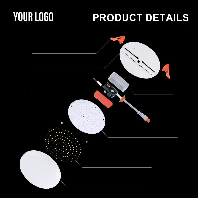 36W Solas Painéil Chuasaithe LED Frameless, Alúmanam + PC, Iarann ​​+ PP